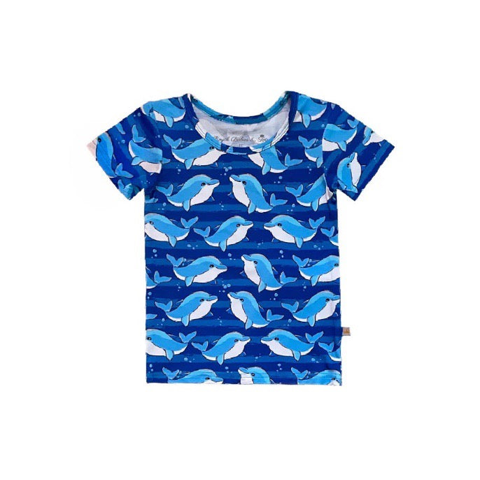 Under The Sea Ocean Water Dolphin Short Sleeve Bamboo Toddler Boys T-Shirt