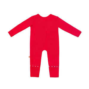Bamboo Solid Convertible Feet Zippered Onesie in Cherry