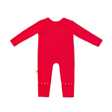 Load image into Gallery viewer, Baby 2pc Holiday Gift Set: Bamboo Solid Cherry Red &amp; Reindeer Convertible Rompers