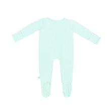 Load image into Gallery viewer, Spring Easter Bamboo Solid Footed Zippered Onesie in Pastel Seafoam