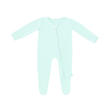 Load image into Gallery viewer, SAMPLE SALE Bamboo Solid Footed Zippered Onesie in Pastel Mint Ice