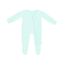 Load image into Gallery viewer, Spring Easter Bamboo Solid Footed Zippered Onesie in Pastel Seafoam