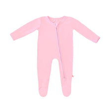 Load image into Gallery viewer, SAMPLE SALE Bamboo Solid Footed Zippered Onesie in Pastel Pink