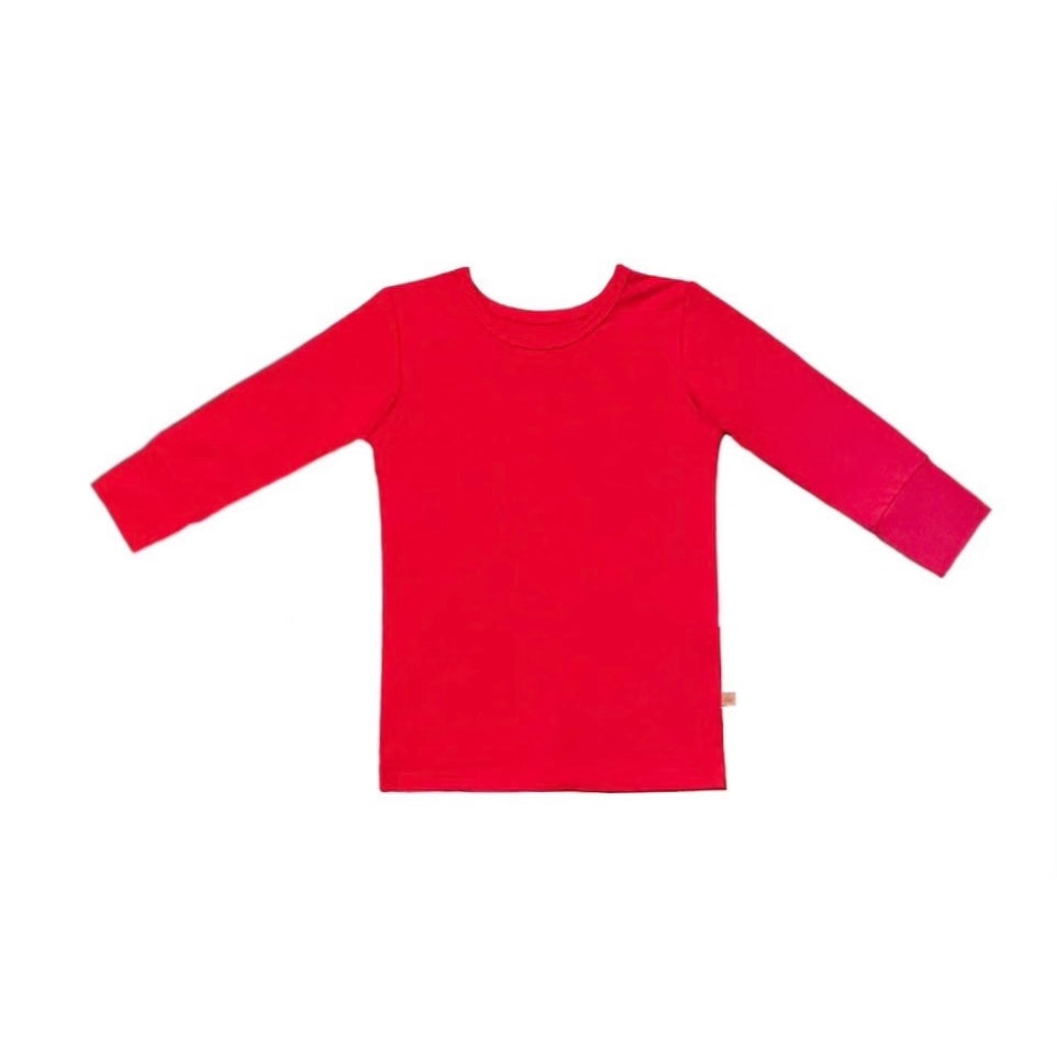 Bamboo Solid Long Sleeve T-Shirt in Cherry