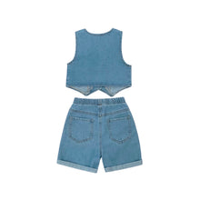 Load image into Gallery viewer, Cherry Denim Vest And Short Set