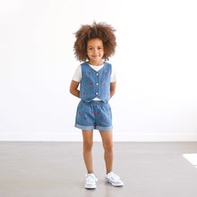 Load image into Gallery viewer, Cherry Denim Vest And Short Set