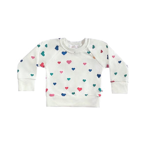 Confetti Hearts Crewneck Terry Sweatshirt in White