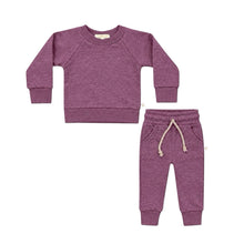 Load image into Gallery viewer, Crewneck Terry Jogger Pant Sweatsuit Set in Heather Mauve