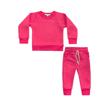 Load image into Gallery viewer, Crewneck Terry Jogger Pant Sweatsuit Set in Candy Pink