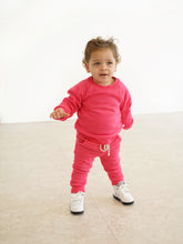 Load image into Gallery viewer, Crewneck Terry Jogger Pant Sweatsuit Set in Candy Pink