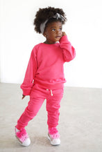 Load image into Gallery viewer, Crewneck Terry Jogger Pant Sweatsuit Set in Candy Pink
