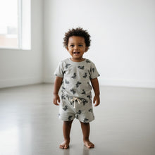 Load image into Gallery viewer, Dinosaur Cotton Short Set in Gray