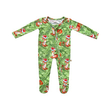 Load image into Gallery viewer, SAMPLE SALE Fawns Through The Snow Bamboo Zippered Footed Onesie