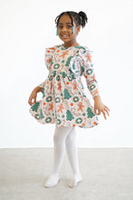 Load image into Gallery viewer, Gingerbread Holiday Festivities Ruffled Girl's Dress