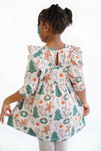 Load image into Gallery viewer, Gingerbread Holiday Festivities Ruffled Girl's Dress
