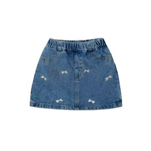 Load image into Gallery viewer, Girls' Denim Bow Skort in Medium Wash