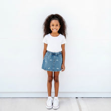 Load image into Gallery viewer, Girls' Denim Bow Skort in Medium Wash