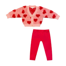 Load image into Gallery viewer, Red Heart to Heart Cozy Cardigan &amp; Legging Set