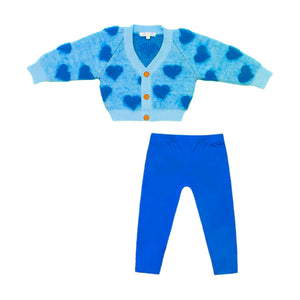 Heart to Heart Cozy Cardigan & Legging Toddler Set in Royal Blue