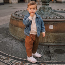 Load image into Gallery viewer, Canvas Colorblock Pant in Rust &amp; Brown Combo