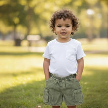Load image into Gallery viewer, Lightweight Relaxed Acid Wash Cargo Shorts in Olive