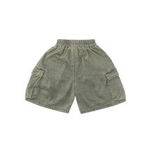 Load image into Gallery viewer, Lightweight Relaxed Acid Wash Cargo Shorts in Olive