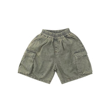 Load image into Gallery viewer, Lightweight Relaxed Acid Wash Cargo Shorts in Olive