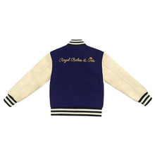 Load image into Gallery viewer, Signature Varsity Letterman Jacket in Navy/Mustard Combo