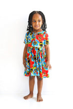 Load image into Gallery viewer, SAMPLE SALE Summer Bees Short Sleeve Bamboo Toddler Twirl Dress