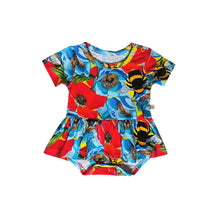 Load image into Gallery viewer, Summer Floral Bumble Bee Baby Girl Short Sleeve Bodysuit Dress