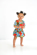 Load image into Gallery viewer, Summer Floral Bumble Bee Baby Girl Short Sleeve Bodysuit Dress