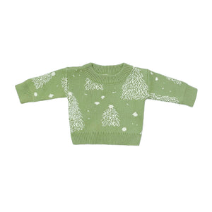 Winter Snow Tree Knit Crewneck Holiday Sweater