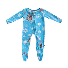 Load image into Gallery viewer, A Marshmallow Cocoa Winter Bamboo Zippered Footed Onesie