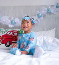 Load image into Gallery viewer, SAMPLE SALE A Marshmallow Cocoa Winter Bamboo Zippered Footed Onesie