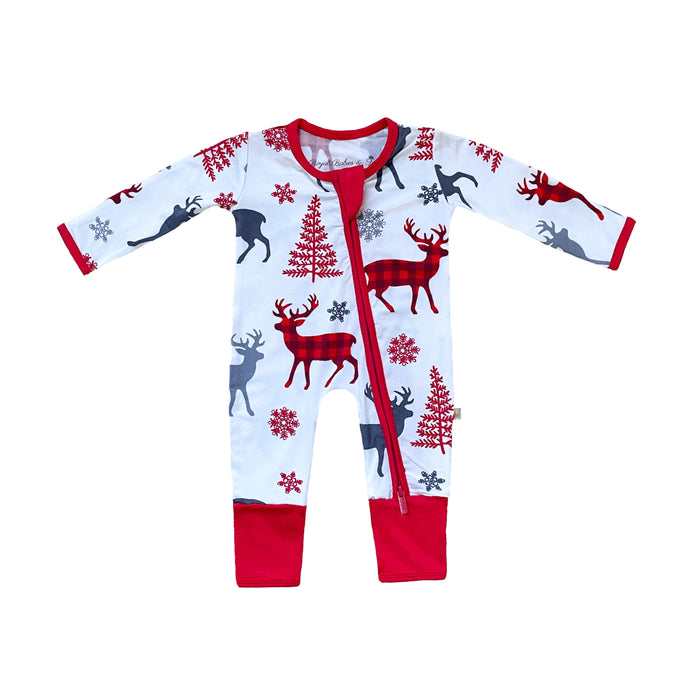 And Then Came The Reindeer Bamboo Zippered Footless Onesie