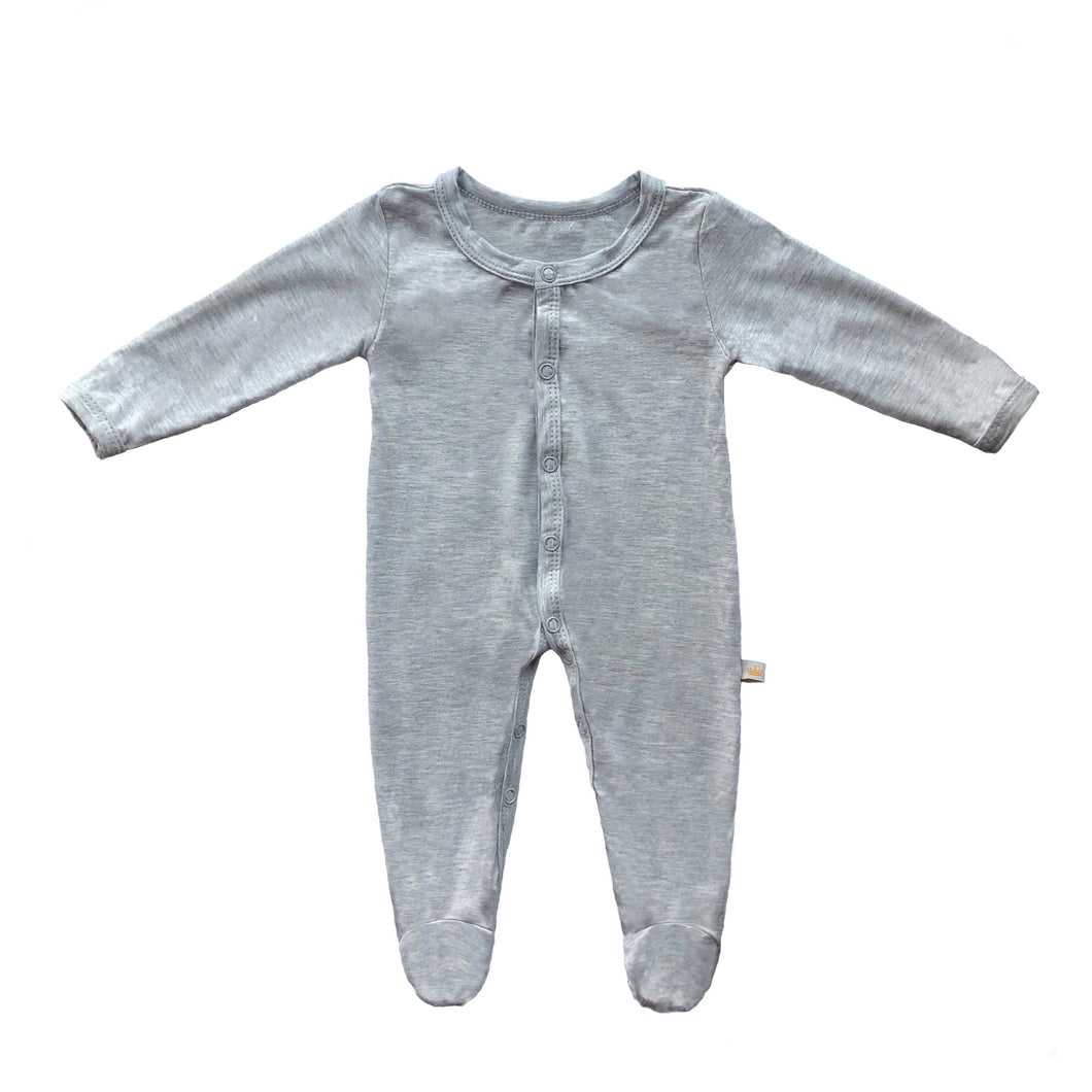 SAMPLE SALE Bamboo Solid Footed Snap Onesie in Heather Gray