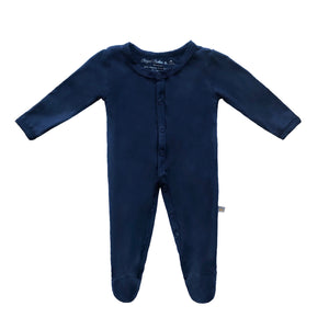 SAMPLE SALE Bamboo Solid Footed Snap Onesie in Navy