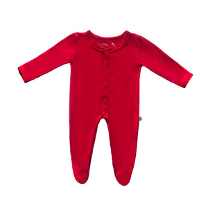 SAMPLE SALE Bamboo Solid Footed Snap Onesie in Wildfire