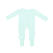 Load image into Gallery viewer, Bamboo Solid Footed Zippered Onesie in Pastel Mint Ice