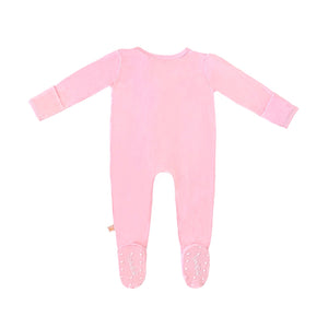 Bamboo Solid Footed Zippered Onesie in Pastel Pink