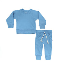 Load image into Gallery viewer, Crewneck Terry Jogger Pant Set in California Blue