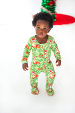 Load image into Gallery viewer, Fawns Through The Snow Bamboo Zippered Footed Onesie