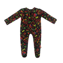 Load image into Gallery viewer, Kwanzaa Lights Bamboo Zippered Footed Onesie
