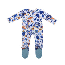Load image into Gallery viewer, SAMPLE SALE Hanukkah Bamboo Zippered Footed Onesie