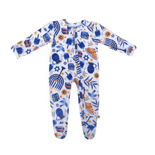 Load image into Gallery viewer, SAMPLE SALE Hanukkah Bamboo Zippered Footed Onesie
