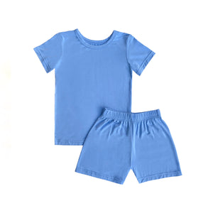 Short Sleeve Toddler Short Set in Summer Blue