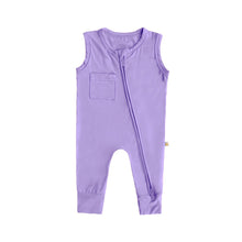 Load image into Gallery viewer, Sleeveless Footless Zip Romper in Lavender