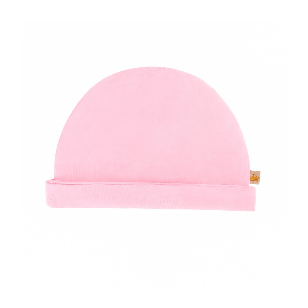 Solid Bamboo Baby Beanie Cap in Pastel Pink