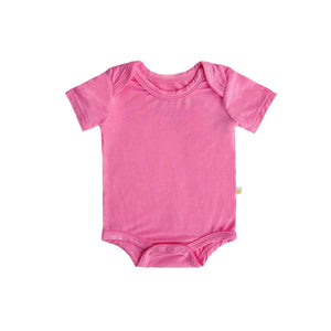 Solid Short Sleeve Bamboo Bodysuit in Bubble Gum