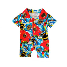 Load image into Gallery viewer, Summer Bees Collared Bamboo Shortie Romper